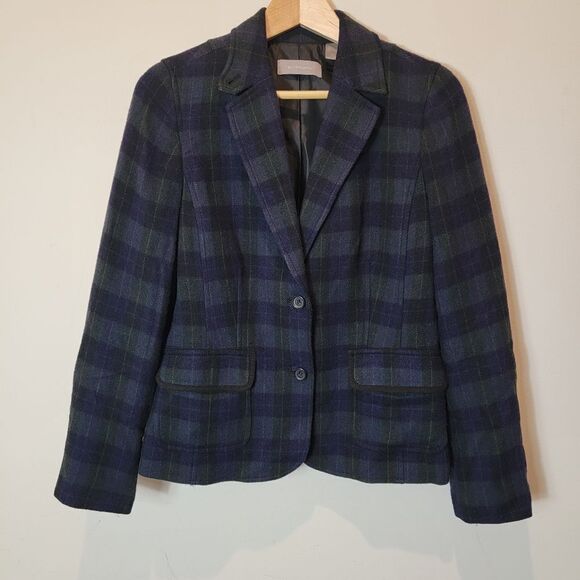 Liz Claiborne Vintage Green Tartan Plaid Dark Academia Blazer Size Small - Picture 10 of 10
